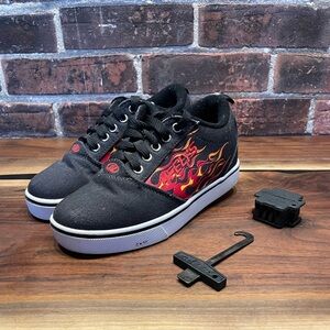 Black Sneakers with Red Flame Design